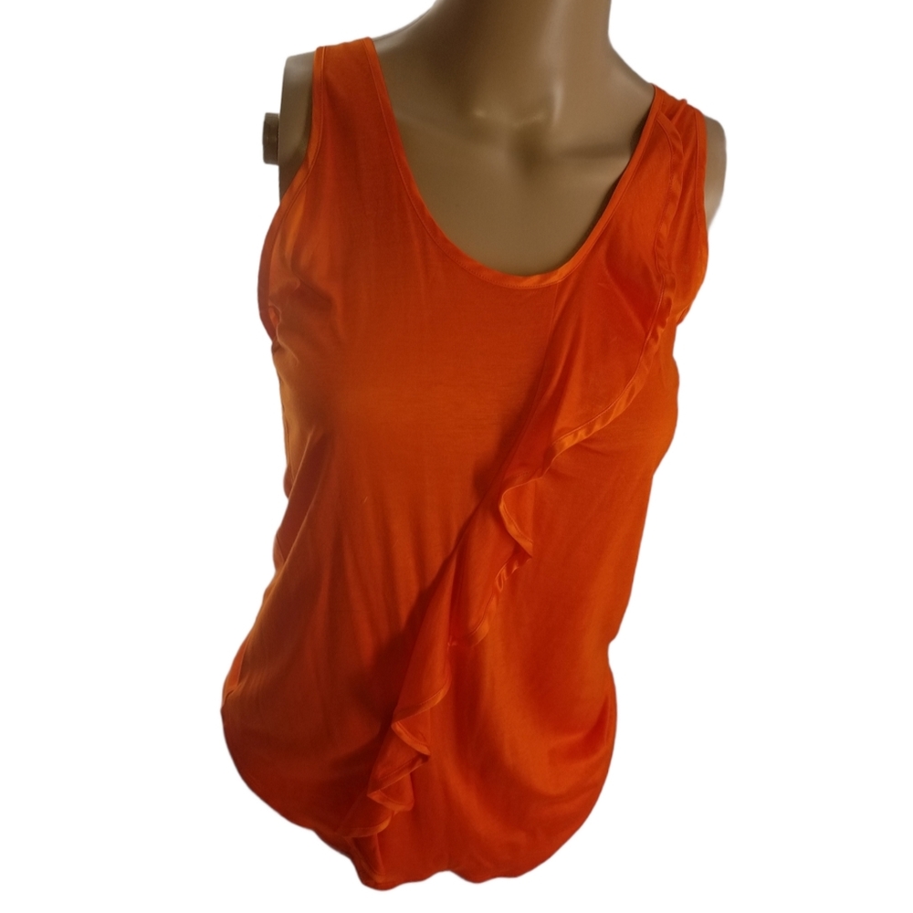 Banana Republic orange top Sz S cute Ruffles